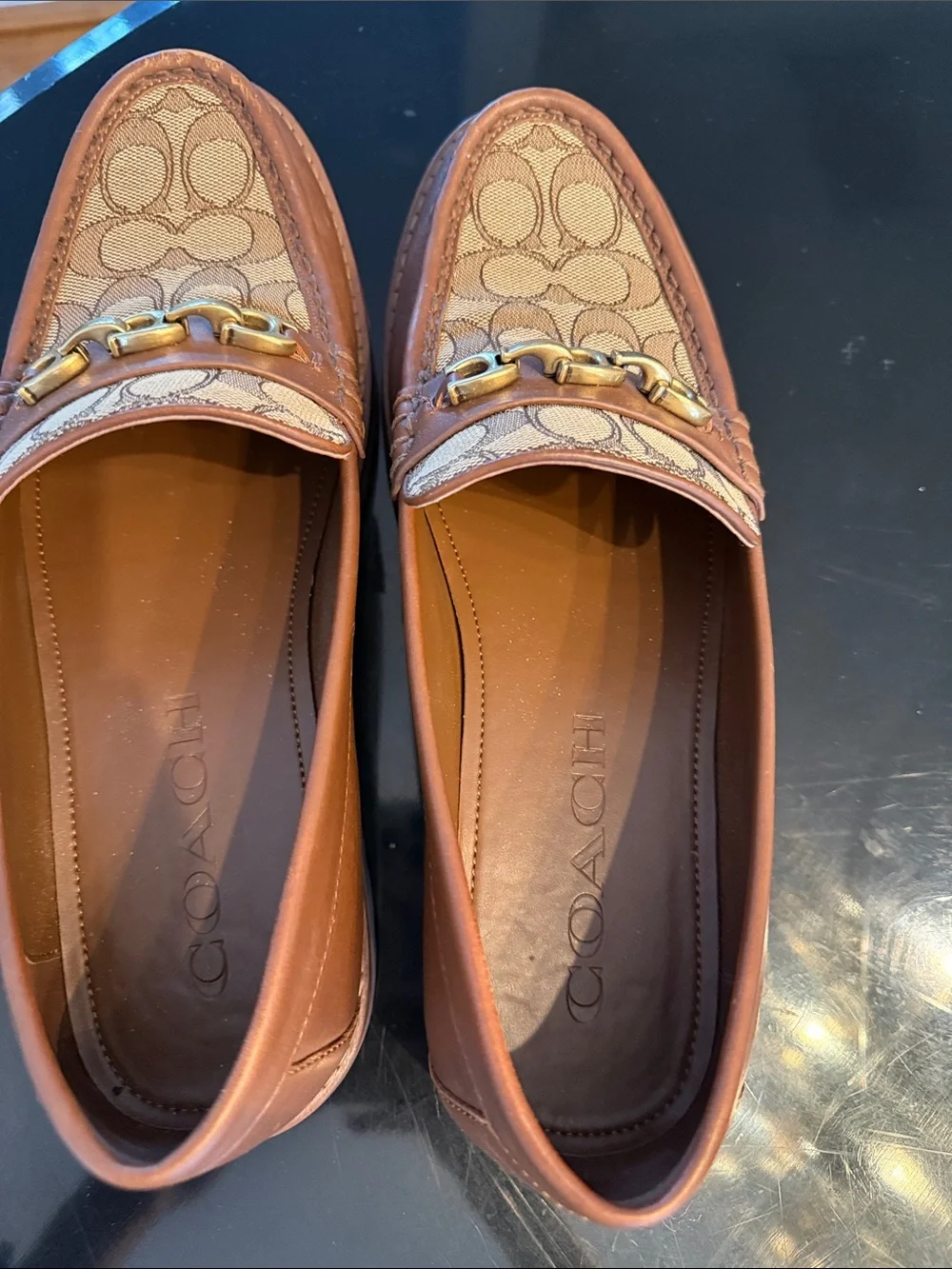 Coach Men’s Brown Signature Canvas & Leather Bit Loafers
